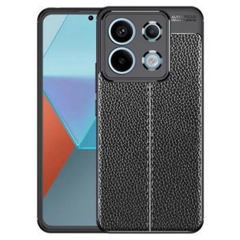 Szilikon telefonvédő (ütésállóság, bőr hatású, varrás minta) FEKETE Xiaomi Redmi Note 13 Pro 5G kép