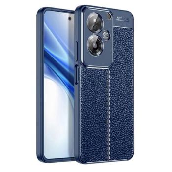 Szilikon telefonvédő (ütésállóság, bőr hatású, varrás minta) SÖTÉTKÉK Oppo A79 5G kép