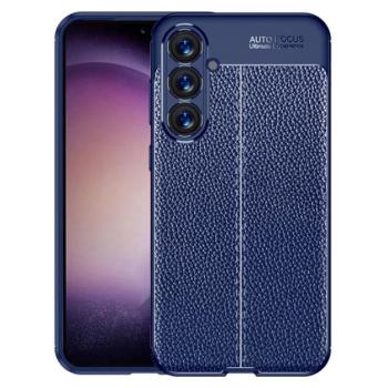Szilikon telefonvédő (ütésállóság, bőr hatású, varrás minta) SÖTÉTKÉK Samsung Galaxy S23 FE (SM-S711) kép