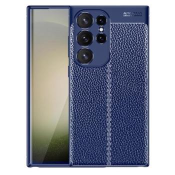 Szilikon telefonvédő (ütésállóság, bőr hatású, varrás minta) SÖTÉTKÉK Samsung Galaxy S24 Ultra (SM-S928) kép