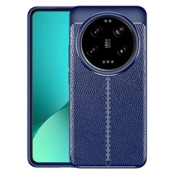 Szilikon telefonvédő (ütésállóság, bőr hatású, varrás minta) SÖTÉTKÉK Xiaomi 14 Ultra kép