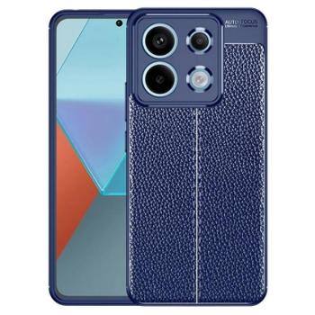 Szilikon telefonvédő (ütésállóság, bőr hatású, varrás minta) SÖTÉTKÉK Xiaomi Redmi Note 13 Pro 5G kép