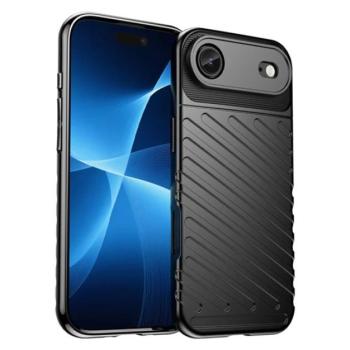 Szilikon telefonvédő (ütésállóság, csíkos, dombor minta) FEKETE Apple iPhone 17 Air kép