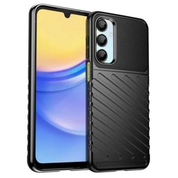Szilikon telefonvédő (ütésállóság, csíkos, dombor minta) FEKETE Samsung Galaxy A16 (SM-A166) kép