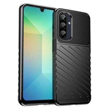 Szilikon telefonvédő (ütésállóság, csíkos, dombor minta) FEKETE Samsung Galaxy A26 5G (SM-A266) kép