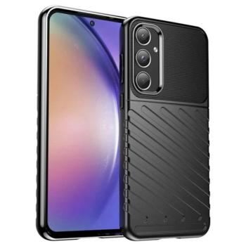 Szilikon telefonvédő (ütésállóság, csíkos, dombor minta) FEKETE Samsung Galaxy A55 5G (SM-A556) kép
