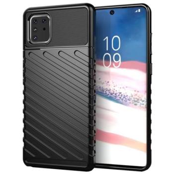 Szilikon telefonvédő (ütésállóság, csíkos, dombor minta) FEKETE Samsung Galaxy Note 10 Lite (SM-N770F) kép