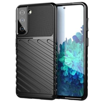 Szilikon telefonvédő (ütésállóság, csíkos, dombor minta) FEKETE Samsung Galaxy S21 (SM-G991) 5G kép