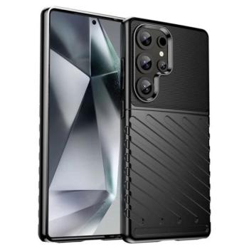 Szilikon telefonvédő (ütésállóság, csíkos, dombor minta) FEKETE Samsung Galaxy S25 Ultra (SM-S938) kép