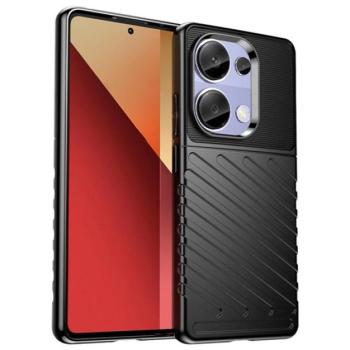 Szilikon telefonvédő (ütésállóság, csíkos, dombor minta) FEKETE Xiaomi Poco M6 Pro LTE, Redmi Note 13 Pro 4G kép