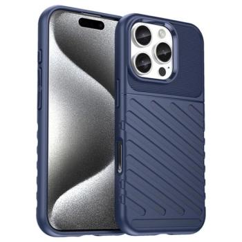 Szilikon telefonvédő (ütésállóság, csíkos, dombor minta) SÖTÉTKÉK Apple iPhone 16 Pro Max 5G kép