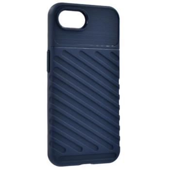 Szilikon telefonvédő (ütésállóság, csíkos, dombor minta) SÖTÉTKÉK Apple iPhone 16e kép