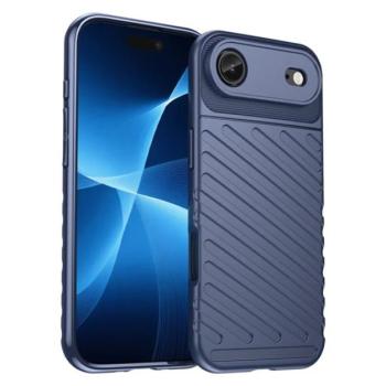 Szilikon telefonvédő (ütésállóság, csíkos, dombor minta) SÖTÉTKÉK Apple iPhone 17 Air kép