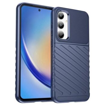 Szilikon telefonvédő (ütésállóság, csíkos, dombor minta) SÖTÉTKÉK Samsung Galaxy A35 5G (SM-A356) kép