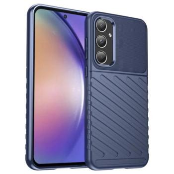 Szilikon telefonvédő (ütésállóság, csíkos, dombor minta) SÖTÉTKÉK Samsung Galaxy A55 5G (SM-A556) kép