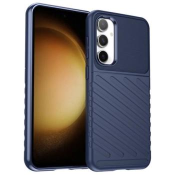 Szilikon telefonvédő (ütésállóság, csíkos, dombor minta) SÖTÉTKÉK Samsung Galaxy S23 FE (SM-S711) kép