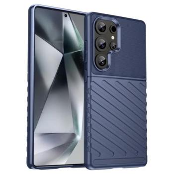 Szilikon telefonvédő (ütésállóság, csíkos, dombor minta) SÖTÉTKÉK Samsung Galaxy S25 Ultra (SM-S938) kép
