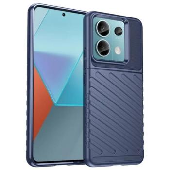 Szilikon telefonvédő (ütésállóság, csíkos, dombor minta) SÖTÉTKÉK Xiaomi Redmi Note 13 Pro 5G, Poco X6 5G kép