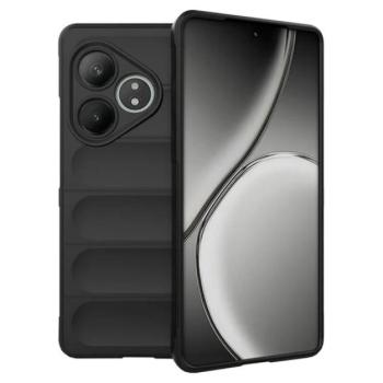 Szilikon telefonvédő (ütésállóság, kameravédő, 3D) FEKETE Realme GT 6 5G, GT 6T 5G kép