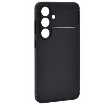 Szilikon telefonvédő (ütésállóság, légpárnás sarok, karbon minta) FEKETE Samsung Galaxy S24 (SM-S921) kép