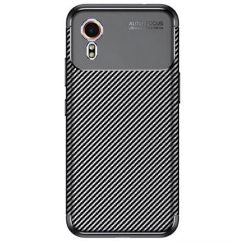Szilikon telefonvédő (ütésállóság, légpárnás sarok, karbon minta) FEKETE Samsung Galaxy Xcover 7 (SM-G556) kép
