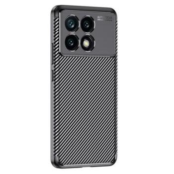 Szilikon telefonvédő (ütésállóság, légpárnás sarok, karbon minta) FEKETE Xiaomi Poco F6 Pro kép