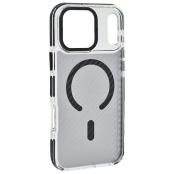 Szilikon telefonvédő (ütésállóság, légpárnás sarok, karbon minta, wireless, MagSafe) FEKETE Apple iPhone 17 Pro Max kép