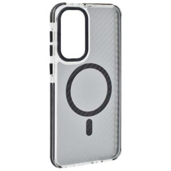 Szilikon telefonvédő (ütésállóság, légpárnás sarok, karbon minta, wireless, MagSafe) FEKETE Samsung Galaxy A56 5G (SM-A566) kép