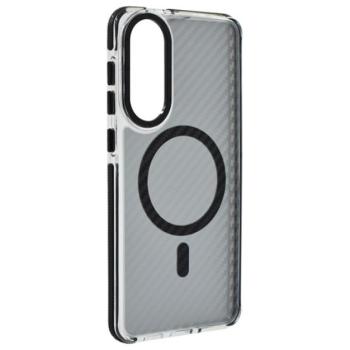 Szilikon telefonvédő (ütésállóság, légpárnás sarok, karbon minta, wireless, MagSafe) FEKETE Samsung Galaxy S25 Edge (SM-S937) kép