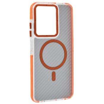 Szilikon telefonvédő (ütésállóság, légpárnás sarok, karbon minta, wireless, MagSafe) NARANCSSÁRGA Xiaomi Redmi A5 4G kép