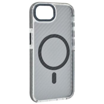 Szilikon telefonvédő (ütésállóság, légpárnás sarok, karbon minta, wireless, MagSafe) SÖTÉTSZÜRKE Apple iPhone 16e kép