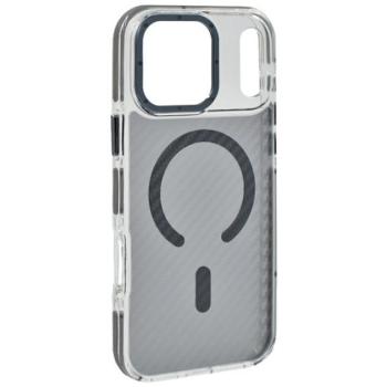 Szilikon telefonvédő (ütésállóság, légpárnás sarok, karbon minta, wireless, MagSafe) SÖTÉTSZÜRKE Apple iPhone 17 Pro Max kép