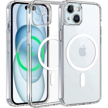 Szilikon telefonvédő (ütésállóság, légpárnás sarok, MagSafe) ÁTLÁTSZÓ Apple iPhone 15 Plus kép