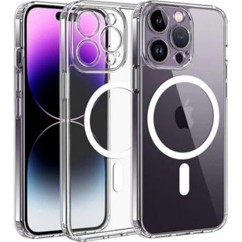 Szilikon telefonvédő (ütésállóság, légpárnás sarok, MagSafe) ÁTLÁTSZÓ Apple iPhone 15 Pro Max kép