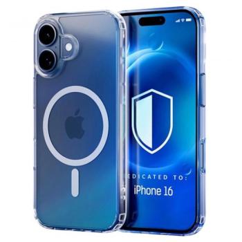 Szilikon telefonvédő (ütésállóság, légpárnás sarok, MagSafe) ÁTLÁTSZÓ Apple iPhone 16 kép