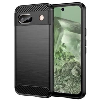 Szilikon telefonvédő (ütésállóság, légpárnás sarok, szálcsiszolt, karbon minta) FEKETE Google Pixel 8a kép