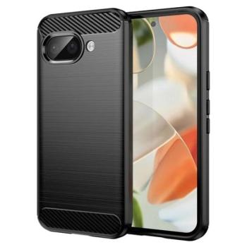 Szilikon telefonvédő (ütésállóság, légpárnás sarok, szálcsiszolt, karbon minta) FEKETE Google Pixel 9a kép