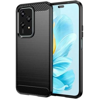 Szilikon telefonvédő (ütésállóság, légpárnás sarok, szálcsiszolt, karbon minta) FEKETE Honor 200 Lite kép