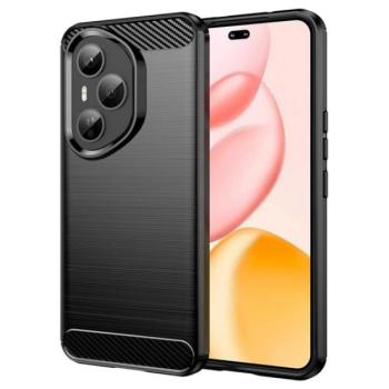 Szilikon telefonvédő (ütésállóság, légpárnás sarok, szálcsiszolt, karbon minta) FEKETE Honor 400 Pro kép