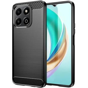 Szilikon telefonvédő (ütésállóság, légpárnás sarok, szálcsiszolt, karbon minta) FEKETE Honor X6b kép