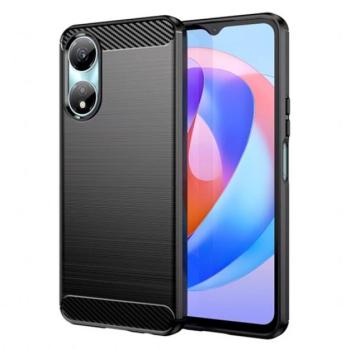 Szilikon telefonvédő (ütésállóság, légpárnás sarok, szálcsiszolt, karbon minta) FEKETE Honor X7b kép