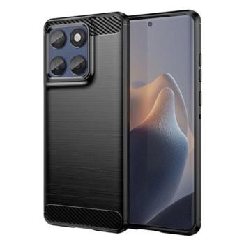 Szilikon telefonvédő (ütésállóság, légpárnás sarok, szálcsiszolt, karbon minta) FEKETE Motorola Edge 60 Fusion 5G (XT2503-4) kép