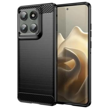 Szilikon telefonvédő (ütésállóság, légpárnás sarok, szálcsiszolt, karbon minta) FEKETE Motorola Edge 60 Pro 5G (XT2507-1) kép