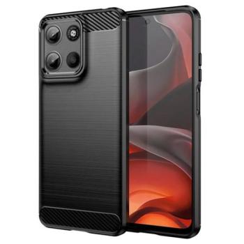 Szilikon telefonvédő (ütésállóság, légpárnás sarok, szálcsiszolt, karbon minta) FEKETE Motorola Moto G15 (XT2521) kép