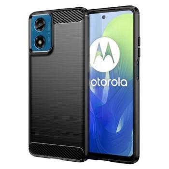 Szilikon telefonvédő (ütésállóság, légpárnás sarok, szálcsiszolt, karbon minta) FEKETE Motorola Moto G24, Moto G04 kép