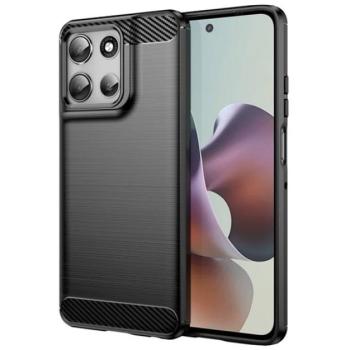Szilikon telefonvédő (ütésállóság, légpárnás sarok, szálcsiszolt, karbon minta) FEKETE Motorola Moto G56 5G (XT2529) kép