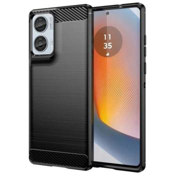 Szilikon telefonvédő (ütésállóság, légpárnás sarok, szálcsiszolt, karbon minta) FEKETE Motorola Moto G85 5G kép