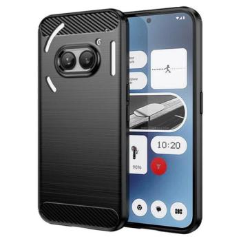 Szilikon telefonvédő (ütésállóság, légpárnás sarok, szálcsiszolt, karbon minta) FEKETE Nothing Phone (2a) kép