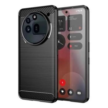 Szilikon telefonvédő (ütésállóság, légpárnás sarok, szálcsiszolt, karbon minta) FEKETE Nothing Phone (3a) Pro kép