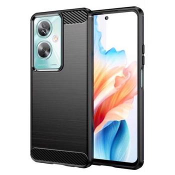 Szilikon telefonvédő (ütésállóság, légpárnás sarok, szálcsiszolt, karbon minta) FEKETE Oppo A79 5G kép
